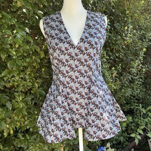 Marni Italy Tunic Top V Neck Sleeveless Floral Print Blouse Size 38